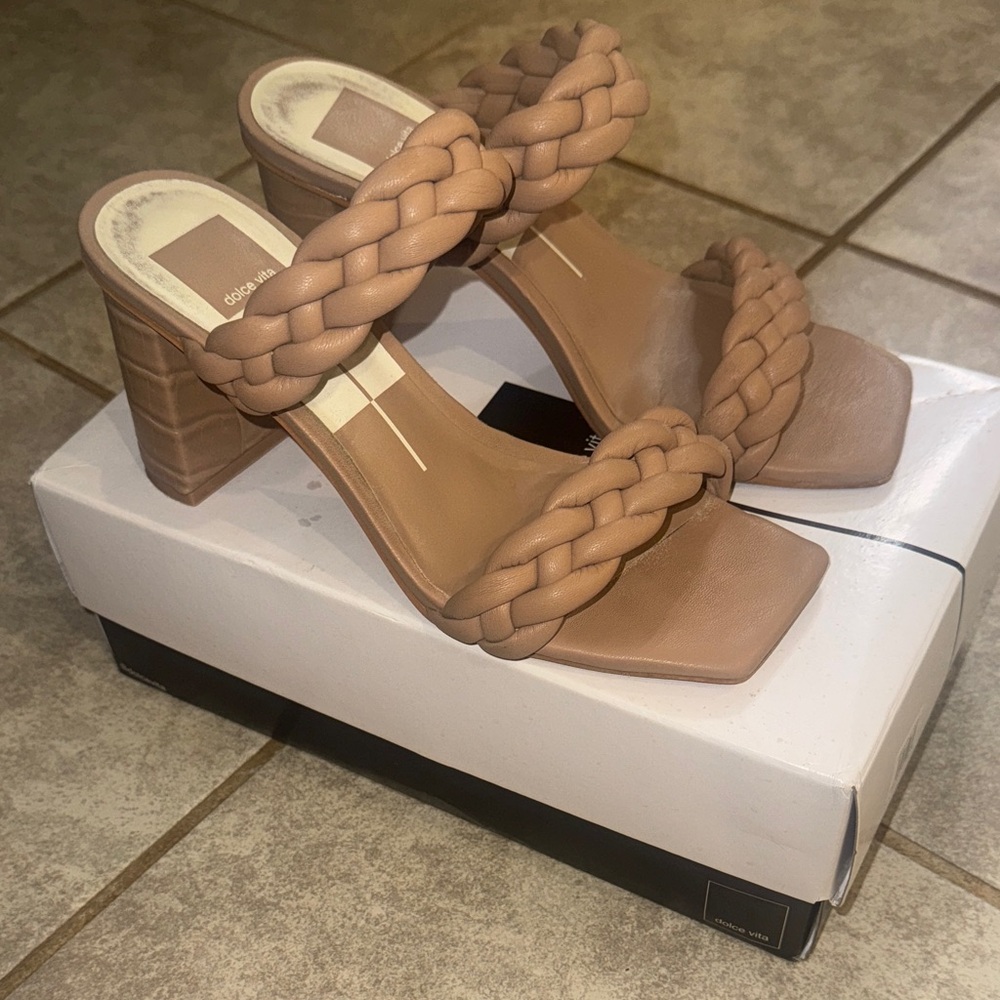 Dolce Vita Braided Tan Block Heel Sandals Size 7.5
